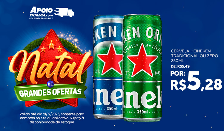 Cerveja Heineken Tradicional ou Zero 350ml 21/12